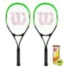 Wilson Hyper Feel 2 Player Tennis Racket Set Inc 3 Tennis Balls -Ball Supplies Store k0e70c11135f16c60da26774f63d273c5