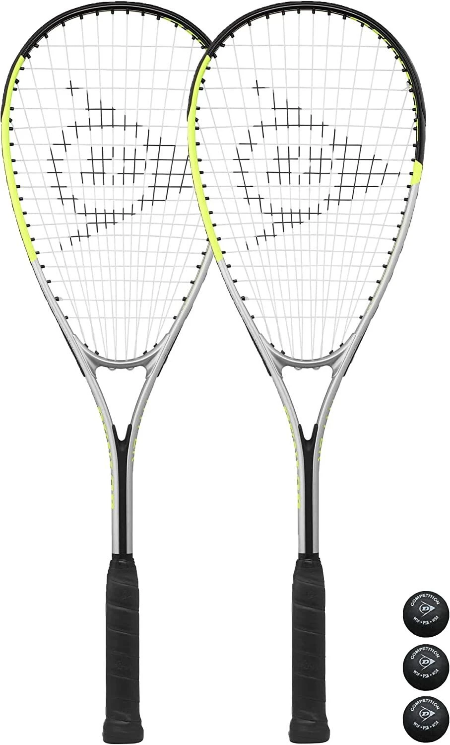 2 X Dunlop Hyper Lite Ti 4.0 Squash Rackets + 3 Squash Balls 3 2 X Dunlop Hyper Lite Ti 4.0 Squash Rackets + 3 Squash Balls