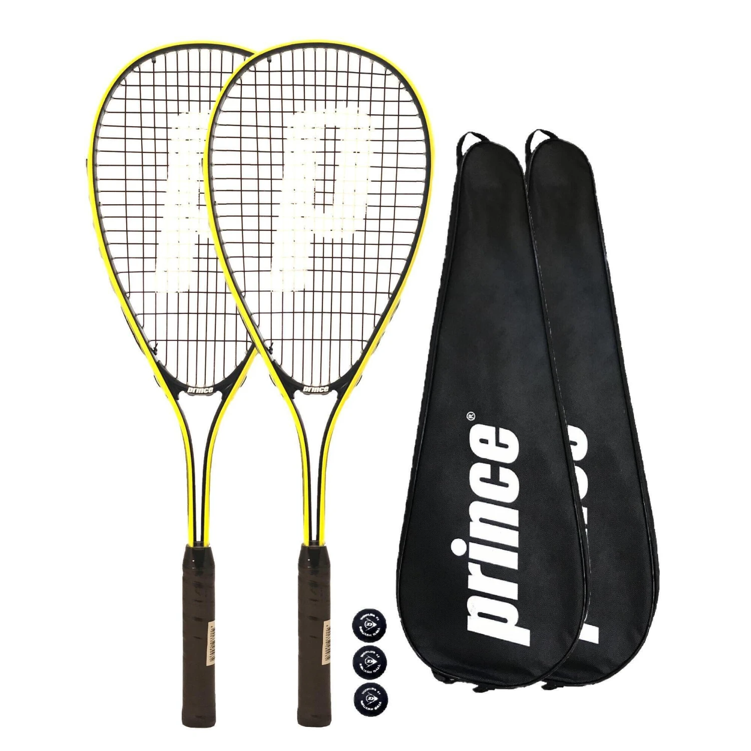 Prince Power Rebel Ti Squash Racket Twin Set, Inc Covers & 3 Squash Balls 3 Prince Power Rebel Ti Squash Racket Twin Set, Inc Covers & 3 Squash Balls