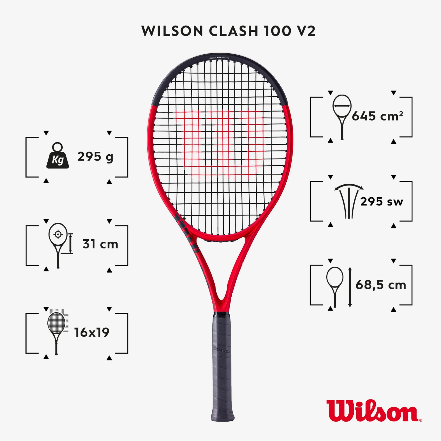Wilson Adult Tennis Racket Clash 100 V2 295g 4 Wilson Adult Tennis Racket Clash 100 V2 295g - Image 2