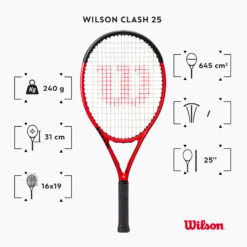 Wilson Kids' Tennis Racket Clash JR 25 V2 - Black -Ball Supplies Store k69118ae6efef26515c491623267791e0