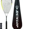 Dunlop Hyper Lite Pro Squash Racket, Inc Squash Balls & Full Protective Cover