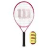 Wilson Burn Pink 21" Junior Tennis Racket & 3 Beginner Tennis Balls