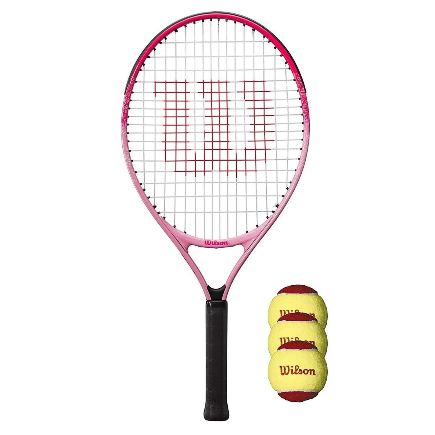 Wilson Burn Pink 21" Junior Tennis Racket & 3 Beginner Tennis Balls 3 Wilson Burn Pink 21" Junior Tennis Racket & 3 Beginner Tennis Balls