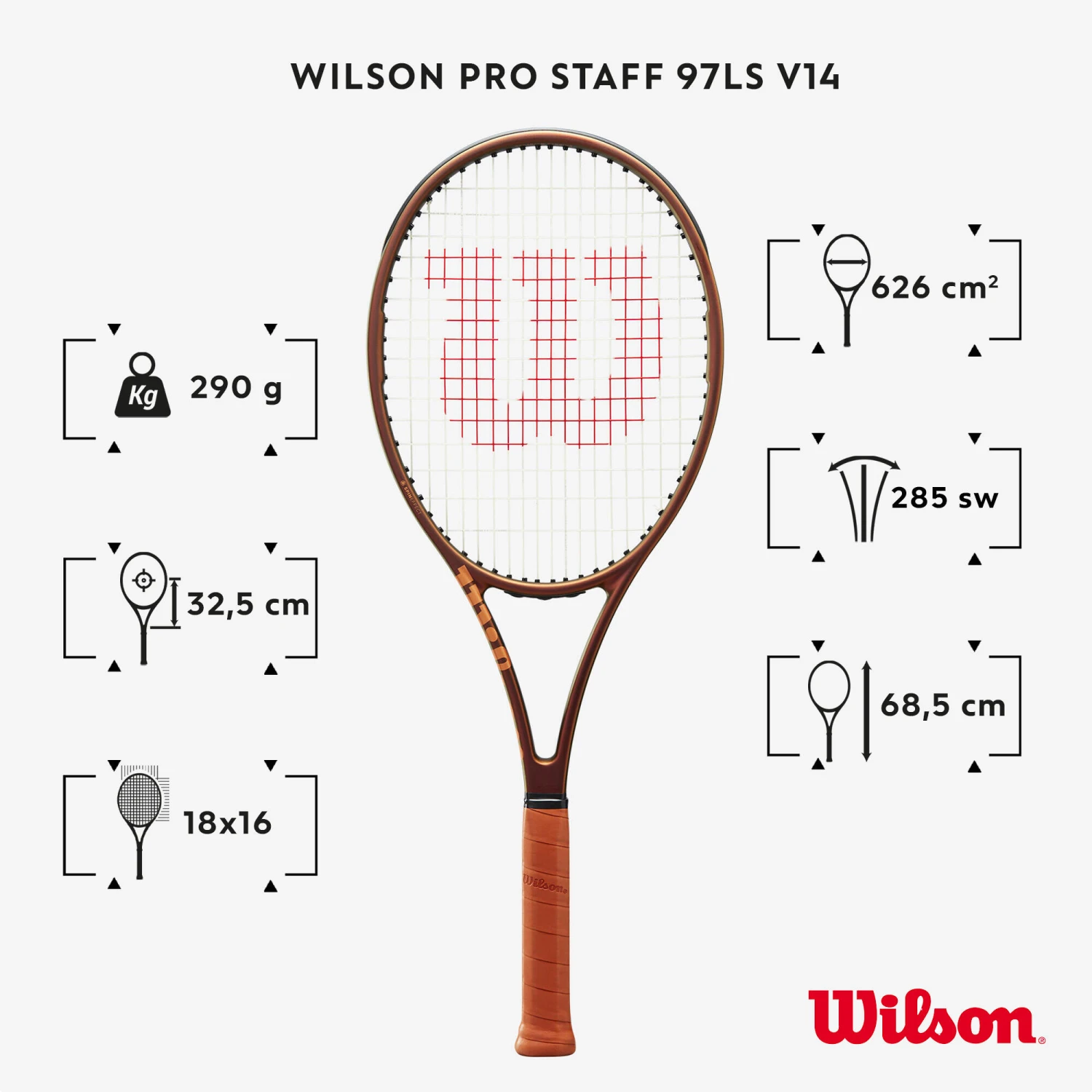 Wilson Adult Tennis Racket Pro Staff 97LS V14 290 G 4 Wilson Adult Tennis Racket Pro Staff 97LS V14 290 G - Image 2