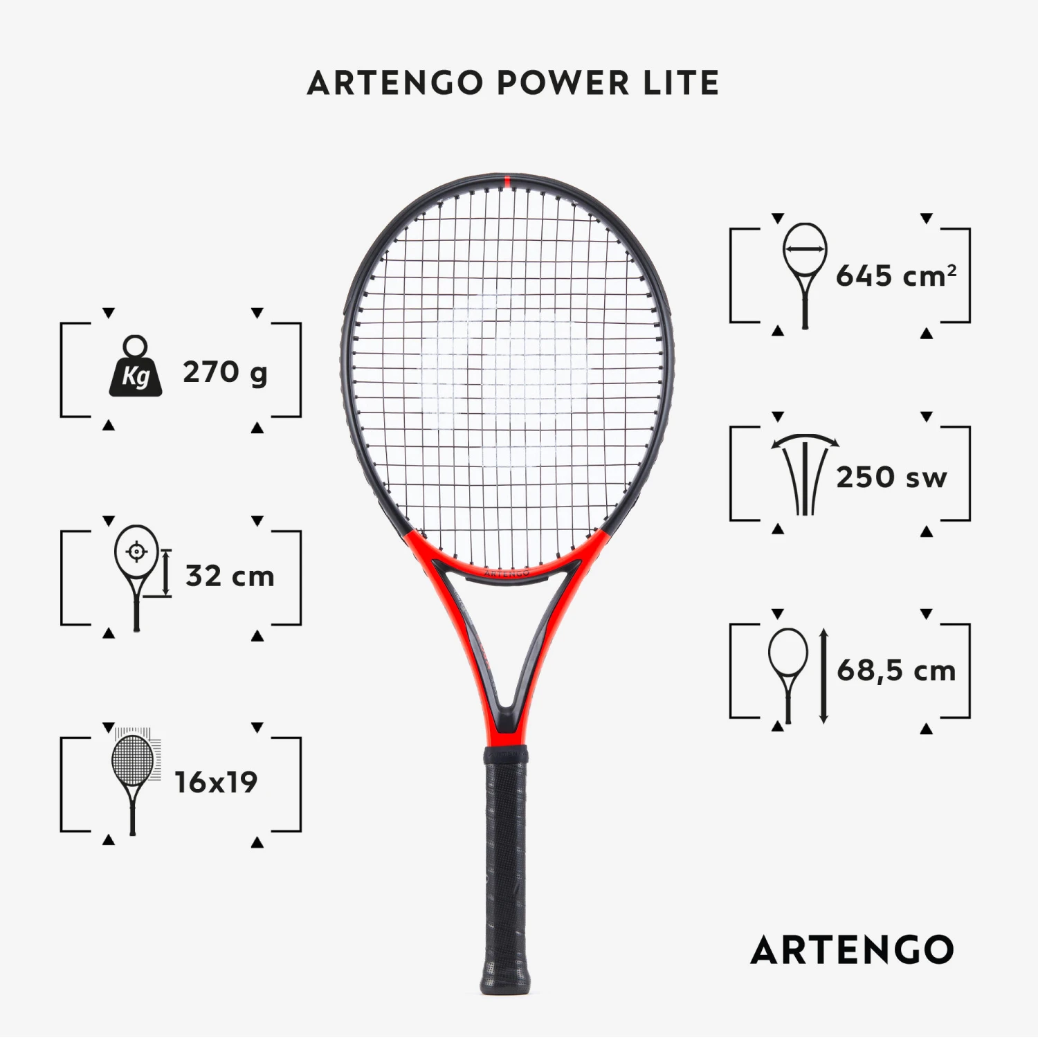 Artengo 270 G Adult Tennis Racket TR990 Power Lite 4 Artengo 270 G Adult Tennis Racket TR990 Power Lite - Image 2